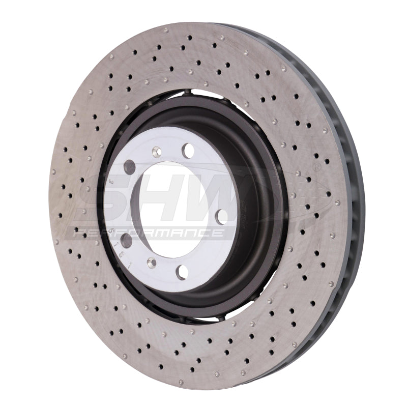 SHW Drilled-Dimpled LW Rotors - SHW 14-19 Porsche 911 Turbo 3.8L w/o Ceramics Left Front Drilled-Dimpled LW Brake Rotor (9P1615301K)