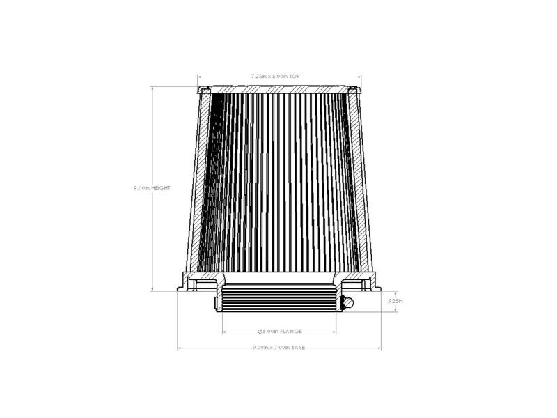 AFE Universal D2 Dura Dry Air Filter - aFe Momentum Intake Replacement Filter w D2 Dura-Dry Media 5in F X (9x7)in B X (7-1/4x5)in T X 9in H
