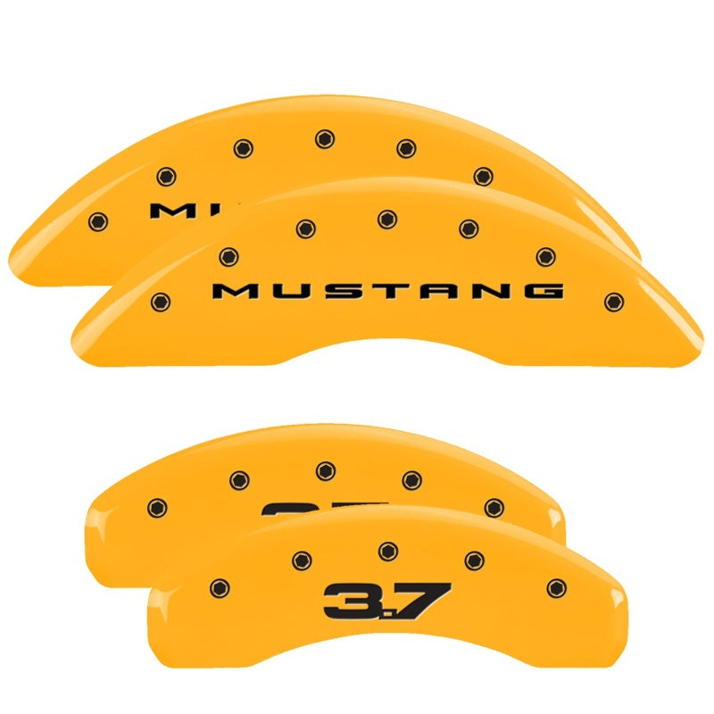 MGP Caliper Covers 4 Logo - MGP 4 Caliper Covers Engraved Front 2015/Mustang Engraved Rear 2015/37 Yellow finish black ch