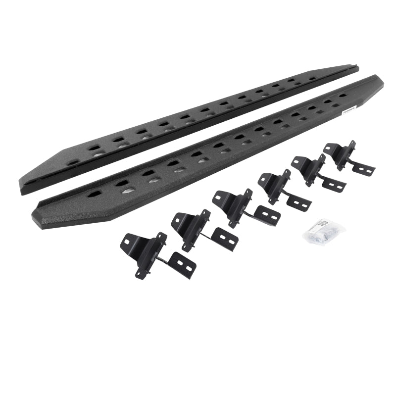 GOR RB20 Slim Running Boards - Go Rhino 18-22 Jeep Wrangler JLU 4DR RB20 Slim Running Boards Kit (Incl. Brackets) - Bedliner Coat