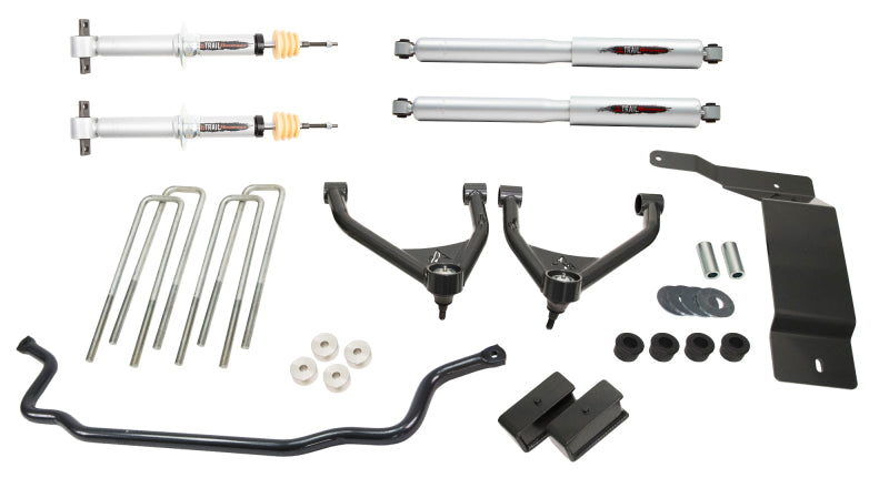 BT Lift Kit w Shocks - Belltech 07-13 Silverado / Sierra 1500 4WD Ext & Crew Cab 4in Trail Perf Lift Kit w/ Front Sway Bar