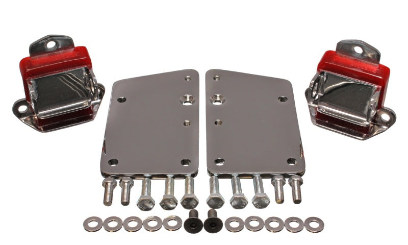 ES Motor Mounts - Red - Energy Suspension LS Series Red Motor Conversion Set - Chrome Plated
