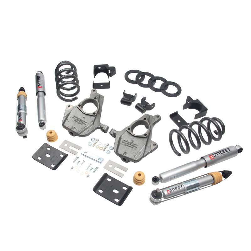 BT Lower Kit w SP Shocks - Belltech LOWERING KIT 16.5-17 Chevy Silverado Crew Cab 2WD 3-4F / 7R