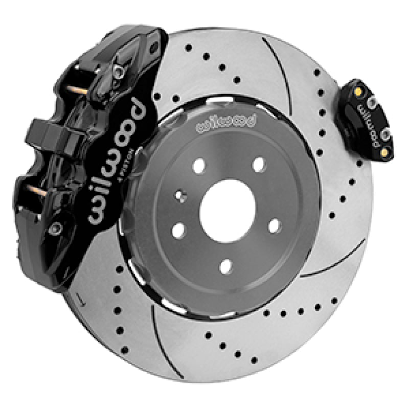 WIL Aero Brake Kit - Wilwood 20-23 Chevy Corvette C8 Aero4 Black Rear Big Brake Kit - Drilled & Slotted