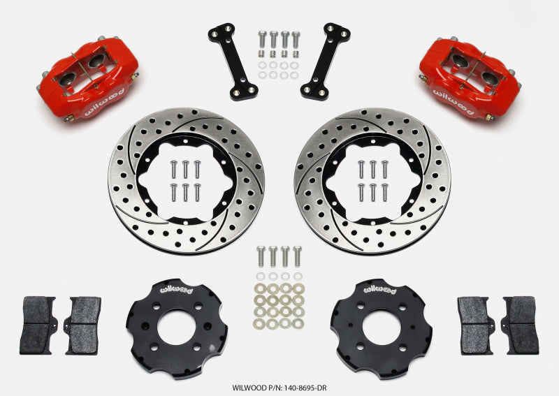WIL Dynalite Brake Kit - Wilwood Forged Dynalite Front Hat Kit 11.00in Drilled Red Integra/Civic w/Fac.240mm Rtr