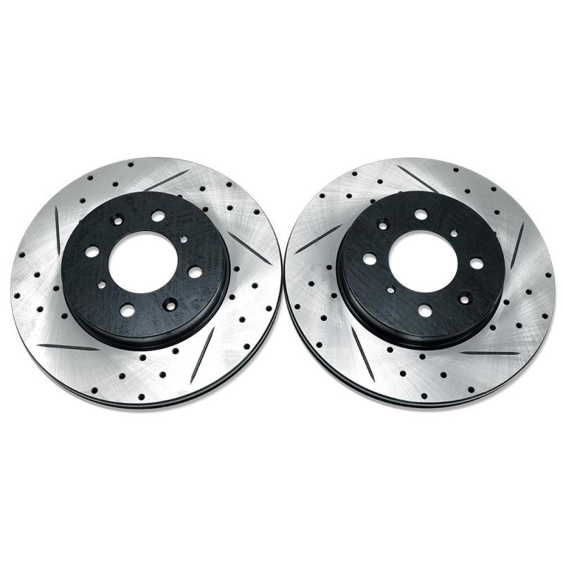 BX Tuner Series Brake Kit - BLOX Racing 90-01 Acura Integra (Excl Type-R) Front Slotted & Drilled Rotors - Pair