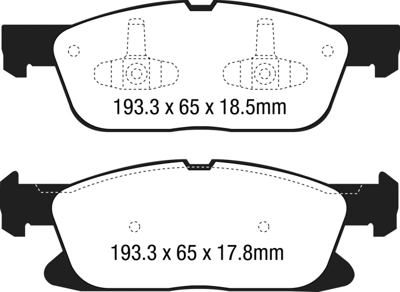EBC Redstuff Brake Pad Sets - EBC 15+ Ford Edge 2.0 Turbo FWD Redstuff Front Brake Pads