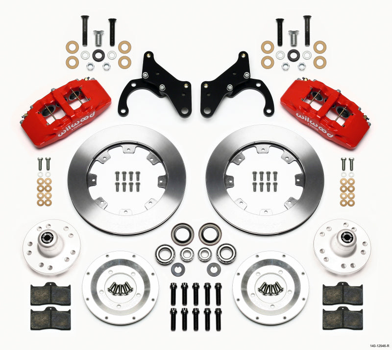 WIL Dynapro Brake Kit - Wilwood Dynapro 6 Front Hub Kit 12.19in Red 69-70 Impala Drum/Disc 69-82 Vette