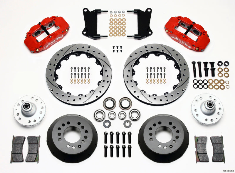 WIL Superlite Brake Kit - Wilwood Narrow Superlite 6R Front Hub Kit 12.88in Drill Red 67-69 Camaro 64-72 Nova Chevelle