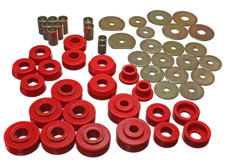 ES Body Mounts - Red - Energy Suspension 65-70 Impala/Caprice Red Body Mount Set