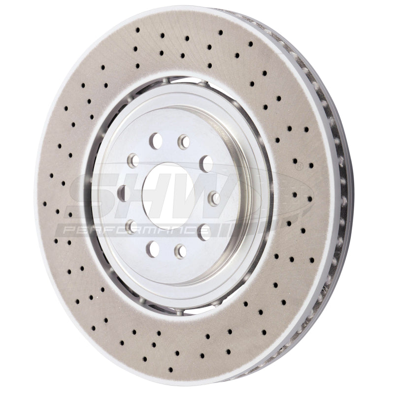 SHW Drilled Lightweight Rotors - SHW 19-20 Maserati Levante GTS 3.8L w/Brembo Front Cross-Drilled LW Brake Rotor (670037769)