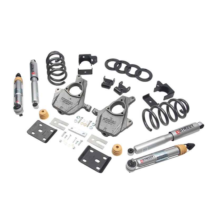 BT Lower Kit w SP Shocks - Belltech LOWERING KIT 16.5-17 Chevy Silverado Crew Cab 2WD 3-4F / 7R