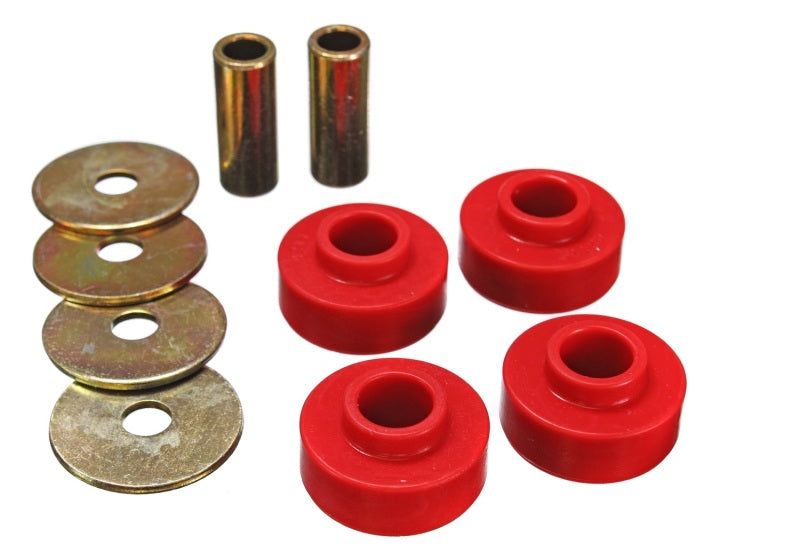 ES Diff Bushings - Red - Energy Suspension 89-97 Ford Thunderbird / 99-04 Mustang Cobra Red Differential Carrier Bushings