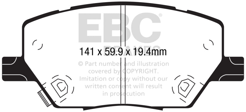 EBC Greenstuff Brake Pad Sets - EBC 2015+ Fiat 500X 1.4L Turbo Greenstuff Front Brake Pads