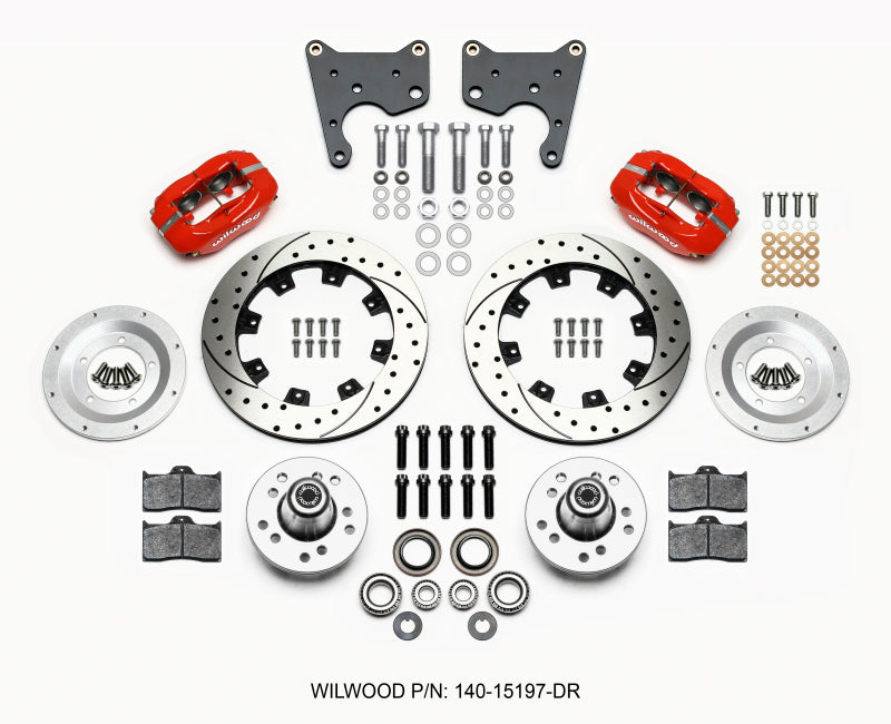 WIL Dynalite Brake Kit - Wilwood Forged Dynalite Front Kit 12.19in Drill Red 65-72 CDP C Body -Drum
