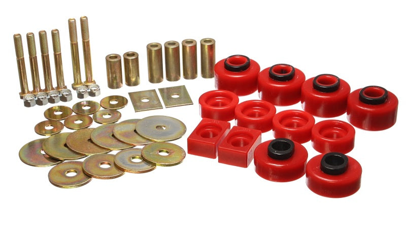 ES Body Mounts - Red - Energy Suspension 97-03 Ford F-100/F-150 2WD/F250 2WD & L-Duty Red Body (Ext Cab ONLY ) Mount Set