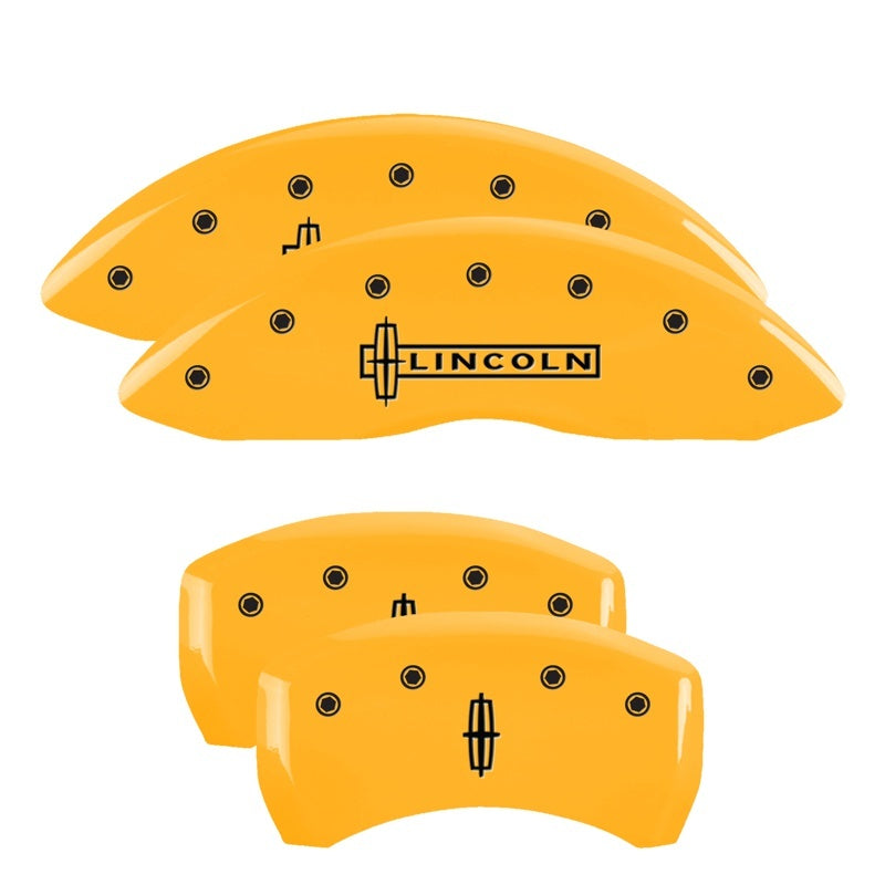 MGP Caliper Covers 4 Logo - MGP 4 Caliper Covers Engraved Front Lincoln Engraved Rear Star logo Yellow finish black ch