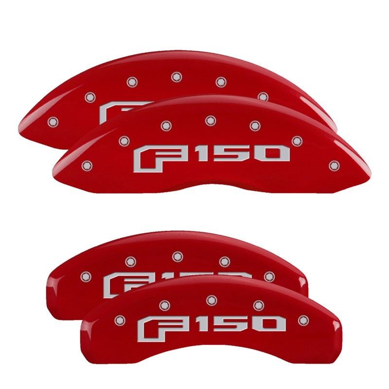 MGP Caliper Covers 4 Logo - MGP 4 Caliper Covers Engraved Front & Rear F-150 Logo Red Finish Silver Char 2021 Ford F-150
