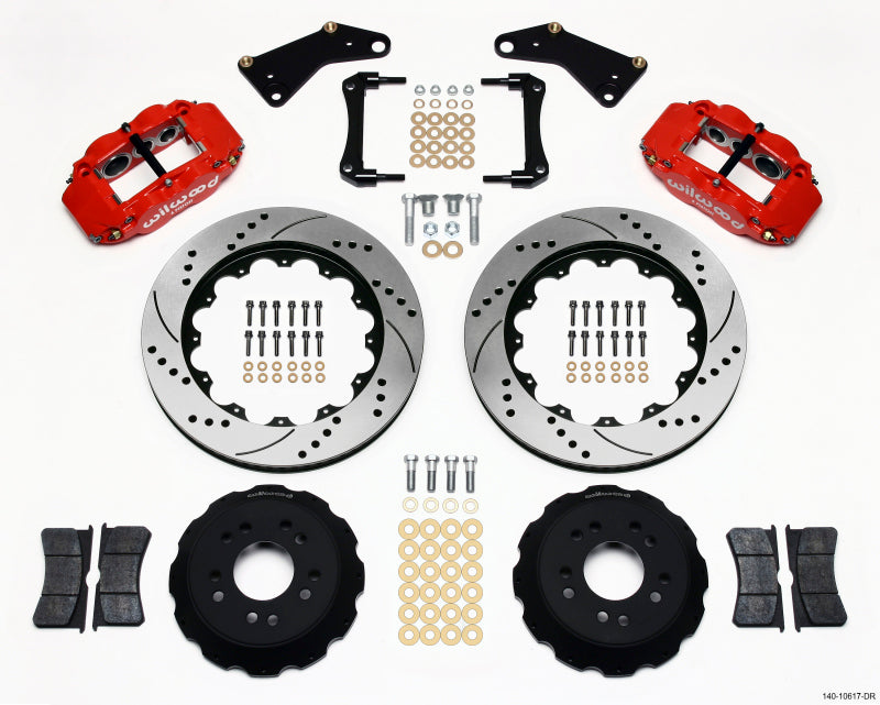 WIL Superlite Brake Kit - Wilwood Narrow Superlite 6R Front Hat Kit 14.00in Drill Red 65-82 Corvette C2/C3