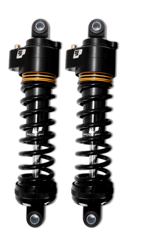 PGR 944 Shocks - Progressive Harley Ultra Low-QPS 944 Series Shocks, 12.5in, 11in Ride Height Heavy Duty - Black/Gold