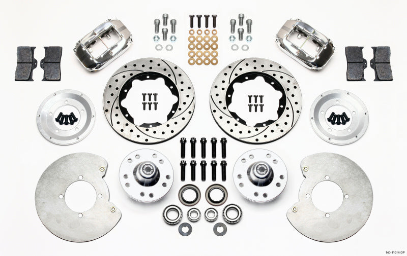 WIL Dynalite Brake Kit - Wilwood Forged Dynalite Front Kit 11.00in Drill-Polished 37-48 Ford Psgr. 360 Plate Mount