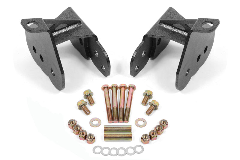 BMR Control Arm Mounts - BMR 64-72 Chevy Chevelle Rear Control Arm Relocation Brackets - Black Hammertone