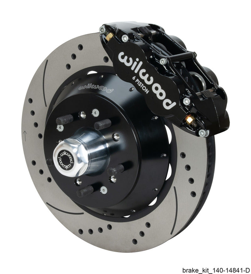 WIL Superlite Brake Kit - Wilwood Narrow Superlite 6R Black Front Big Brake Kit Ford 14in Drilled/Slotted Rotor