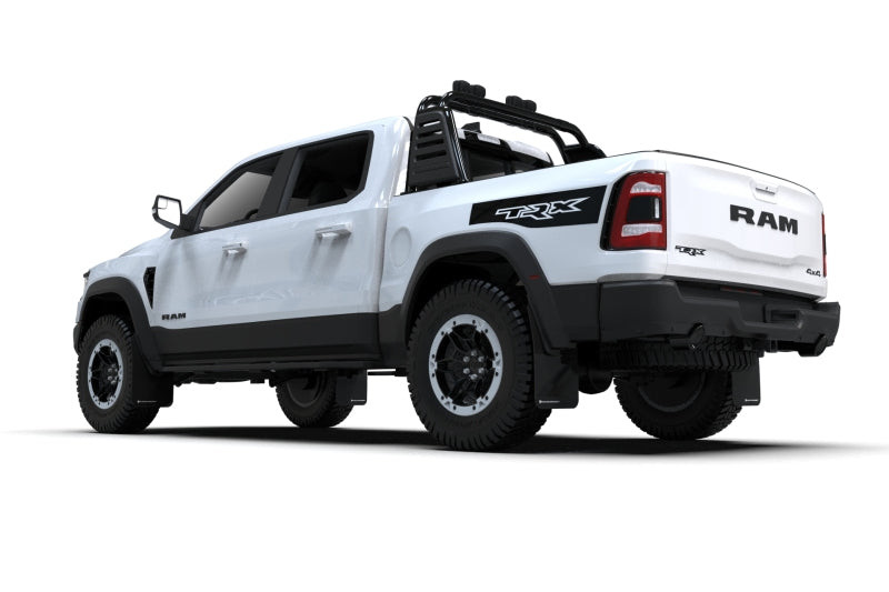 RAL UR Blk Flap/Wht Logo - Rally Armor 21-25 Dodge Ram 1500 TRX Black UR Mud Flap - White Logo