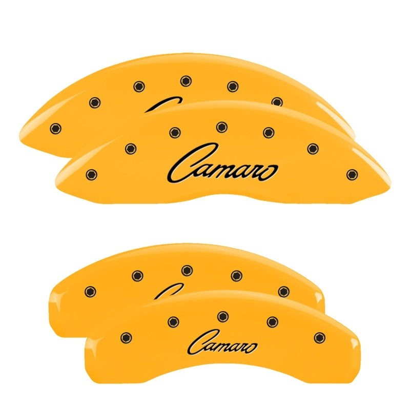 MGP Caliper Covers 4 Logo - MGP 4 Caliper Covers Engraved Front & Rear Cursive/Camaro Yellow finish black ch