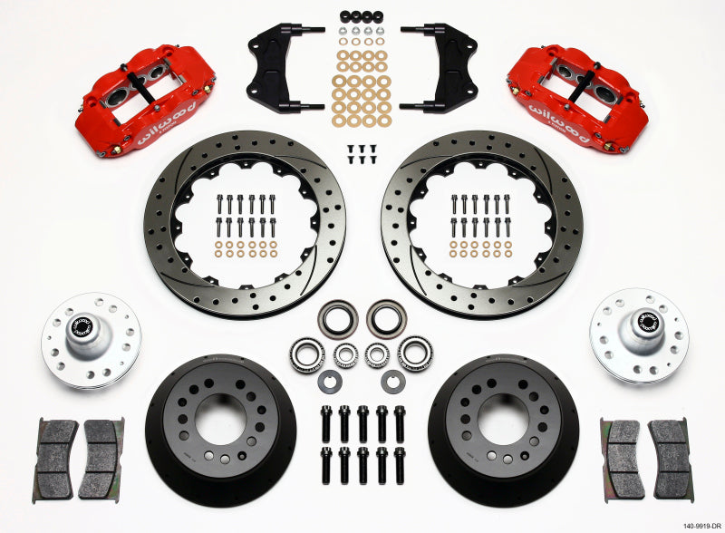 WIL Superlite Brake Kit - Wilwood Narrow Superlite 6R Front Hub Kit 12.88in Drill Red WWE ProSpindle