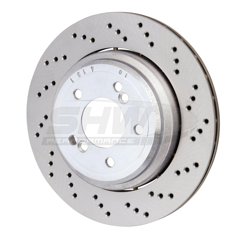 SHW Drilled Lightweight Rotors - SHW 06-08 BMW Z4 3.2L Right Rear Cross-Drilled Lightweight Brake Rotor (34212282304)