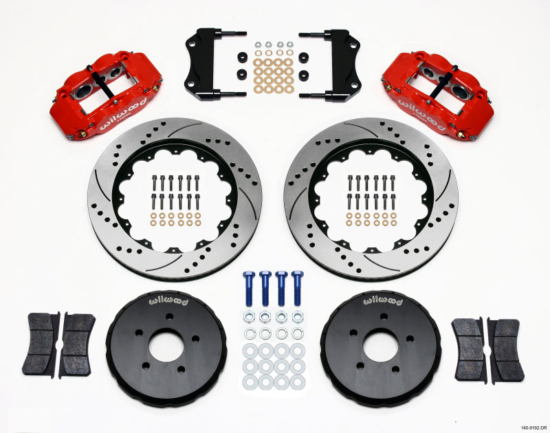 WIL Superlite Brake Kit - Wilwood Narrow Superlite 6R Front Hat Kit 14.00in Drill Red Nissan 350Z/Fiti G35