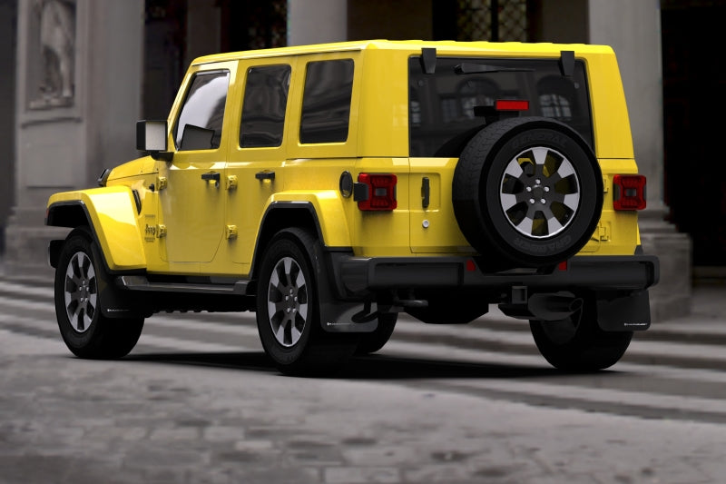 RAL UR Blk Flap/Wht Logo - Rally Armor 18-25 Jeep JL Wrangler Black UR Mud Flap w/White Logo