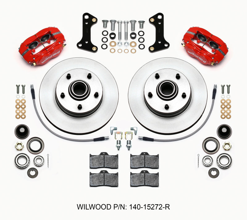 WIL Dynalite Brake Kit - Wilwood Forged Dynalite-M Front Kit 11.00in 1 PC Rotor&Hub Red 67-69 Camaro 64-72 Nova Chevelle