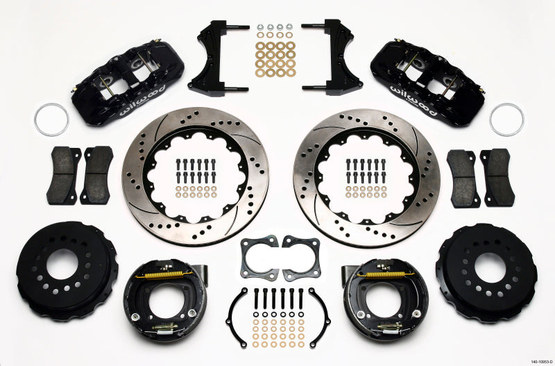 WIL Aero Brake Kit - Wilwood AERO4 Rear P-Brake Kit 14.00in Drilled 58-64 Olds/Pontiac Ends 2.81in Offset