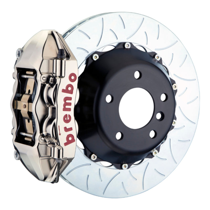 BRB Big Brake Kits - Brembo 08-14 WRX STI Rear GTR BBK 4 Piston Billet 345x28 2pc Rotor Slotted Type3- Nickel