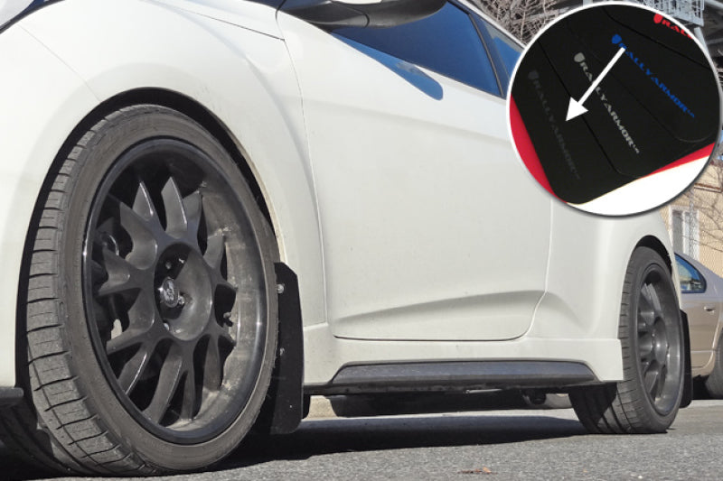 RAL UR Blk Flap/Grey Logo - Rally Armor 12-18 Hyundai Veloster Black UR Mud Flap w/ Grey Logo