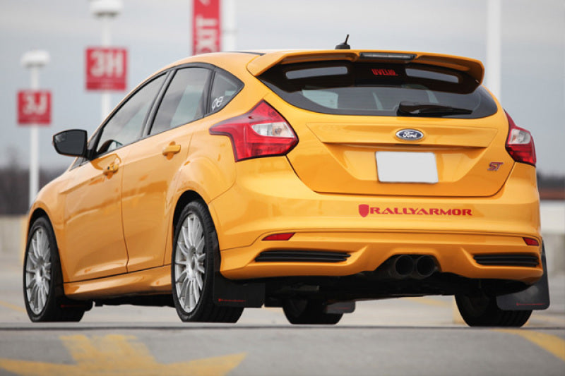 RAL UR Red Flap/Wht Logo - Rally Armor 12-19 Ford Focus ST / 16-19 RS Red Mud Flap w/White Logo