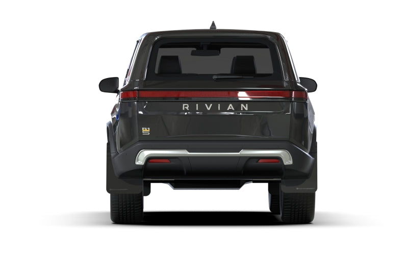 RAL UR Blk Flap/Met. Blk Logo - Rally Armor 22-26 Rivian R1S Black UR Mud Flap w/Metallic Black Logo