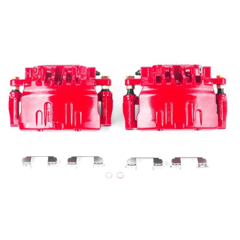 PSB Red Calipers - Power Stop 03-07 Cadillac CTS Front Red Calipers w/Brackets - Pair