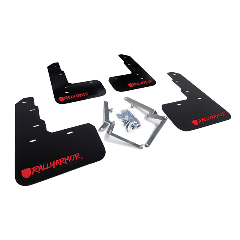 RAL UR Blk Flap/Rd Logo - Rally Armor 17-22 Honda Civic Type R Black Mud Flap Red Altered Font Logo