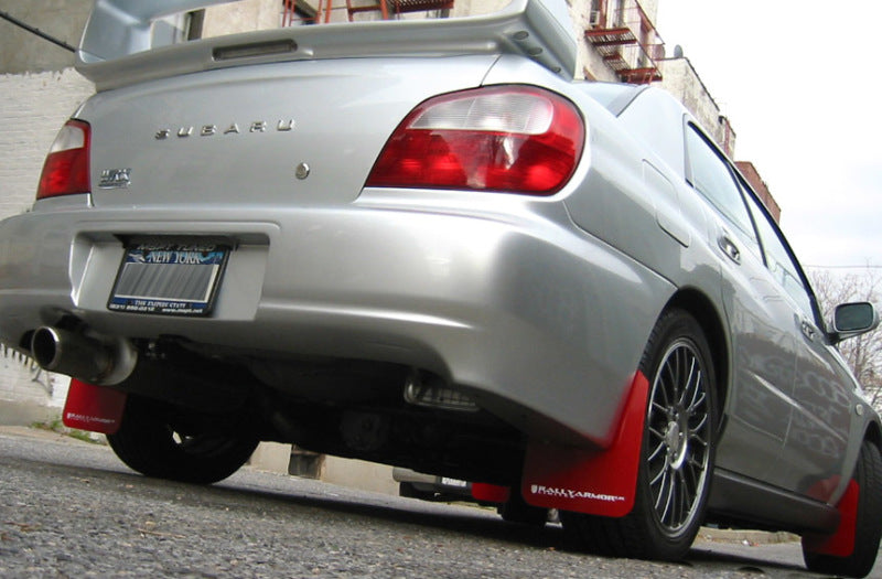 RAL Classic Red Flap/Wht Logo - Rally Armor 02-07 Subaru WRX/STI/RS/2.5i (Wagons Req. Mod.) Red UR Mud Flap w/White Logo