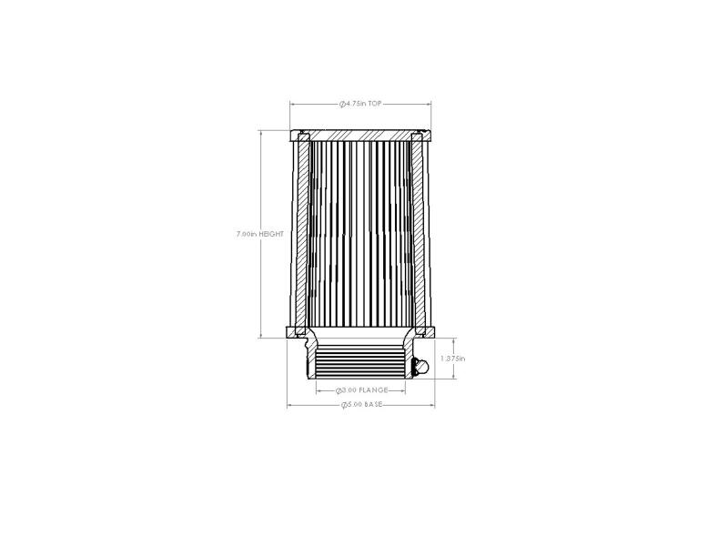 AFE Universal D2 Dura Dry Air Filter - aFe POWER Universal Clamp-On Air Filter w/ D2 Dura-Dry Media - 3in F x 5in B x 4-3/4in T x 7in H