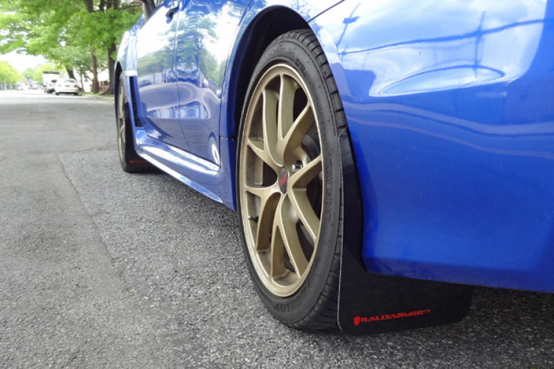 RAL UR Blk Flap/Blue Logo - Rally Armor 15-21 Subaru WRX/STI Black UR Mud Flap w/Blue Logo