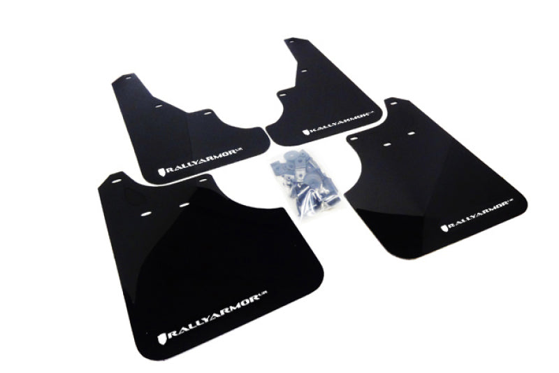 RAL UR Blk Flap/Wht Logo - Rally Armor 09-13 Subaru Forester Black UR Mud Flap w/ White Logo