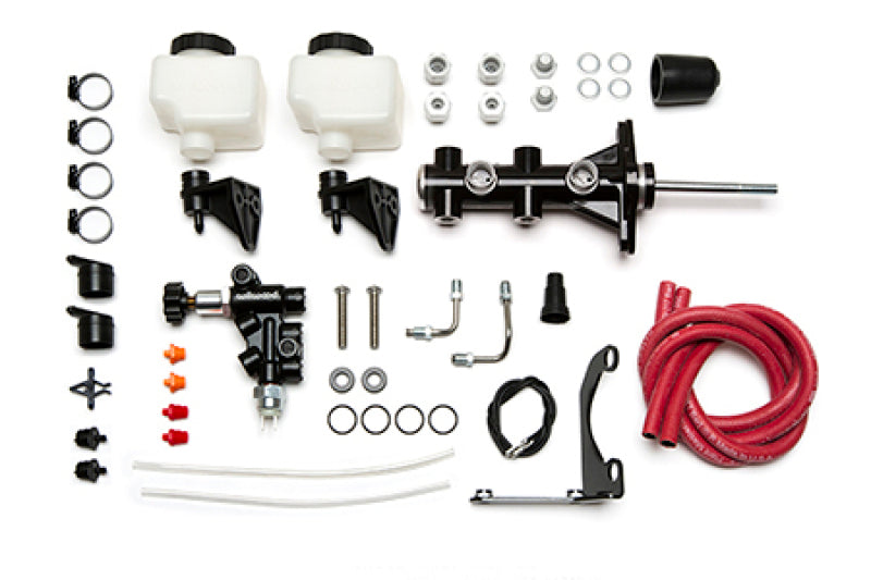 WIL Master Cylinder - Wilwood Remote Tandem M/C - 1.12in Bore - w/Bracket and Valve (Pushrod) - Black
