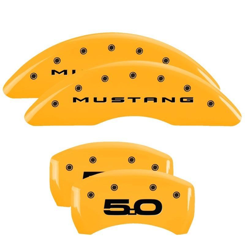 MGP Caliper Covers 4 Logo - MGP 4 Caliper Covers Engraved Front 2015/Mustang Engraved Rear 2015/50 Yellow finish black ch