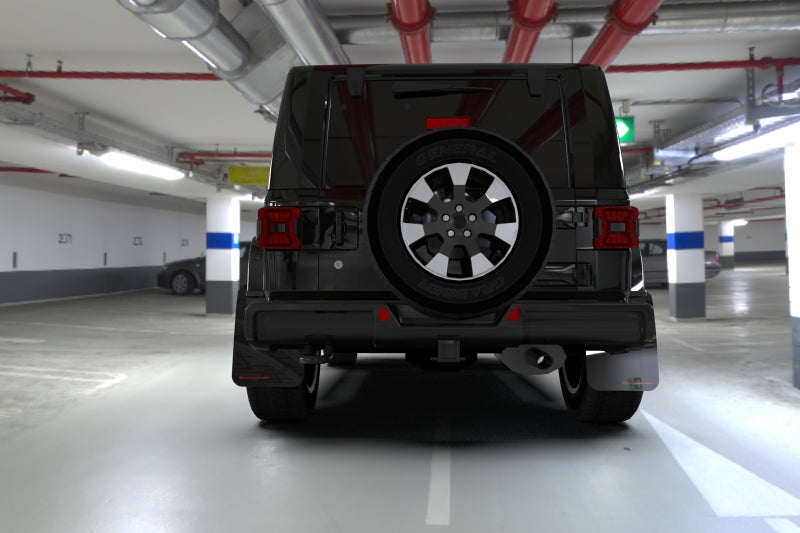 RAL UR Blk Flap/Grey Logo - Rally Armor 18-25 Jeep JL Wrangler Black UR Mud Flap w/Grey Logo