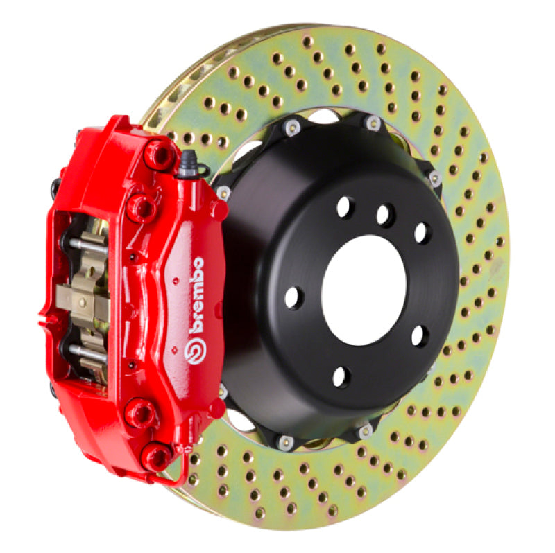 BRB Big Brake Kits - Brembo 01-06 M3 Rear GT BBK 4 Piston Cast 2pc 345x28 2pc Rotor Drilled-Red