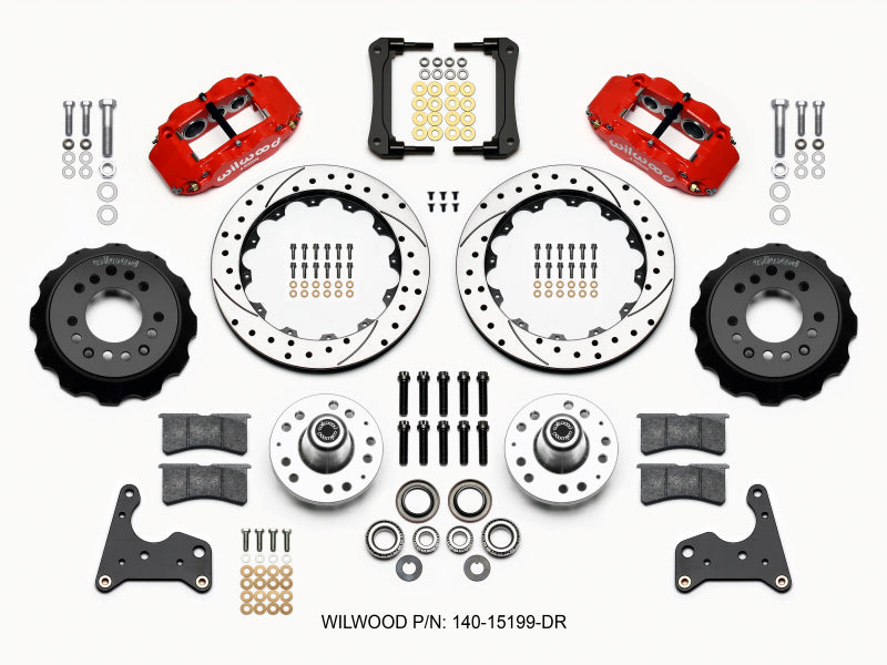 WIL Superlite Brake Kit - Wilwood Narrow Superlite 6R Front Hub Kit 12.88in Drill Red 65-72 CDP C Body -Drum